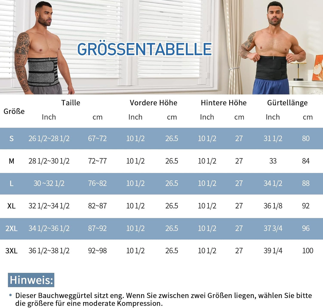 SLIMBELLE Bauchweggürtel Neopren Damen Herren Sweat Belt Waist Trainer | Dieser Neopren Schweissgürt