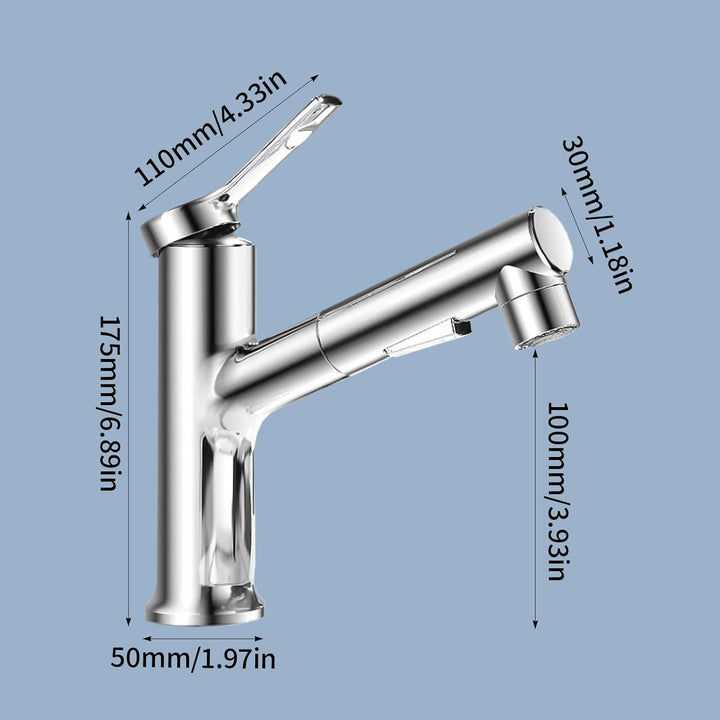 Waschtischarmatur mit Herausziehbarer Brause Wasserhahn Bad mit 3 Wasserstrahlarten Brause Kalt und