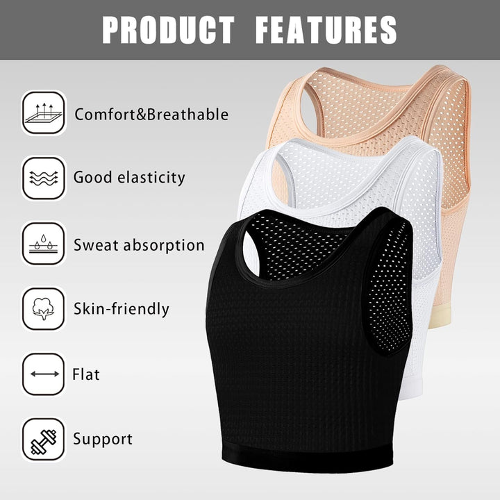 XUJI Transgender FTM Trans Atmungsaktive Halb Brust binder M Schwarz, M Schwarz