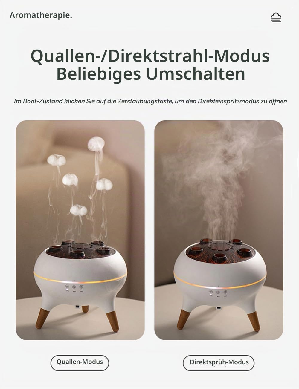ThreeH 3-in-1 Quallen Diffuser Luftbefeuchter Mit 7 Farben Led Fernbedienung für Homeoffice Yoga Zim