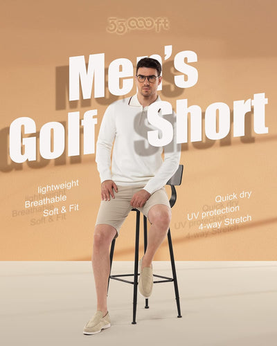 33,000ft Herren Golf Shorts UPF 50+ Stretch Shorts 10'' Bermuda Shorts Kurze Hose Dry Fit Causal Sho