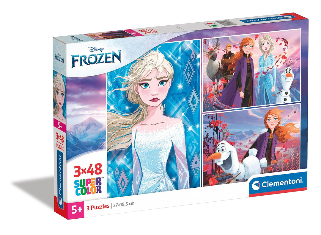 Clementoni 25240 Supercolor Frozen 2 – Puzzle 3 x 48 Teile ab 4 Jahren, buntes Kinderpuzzle mit beso
