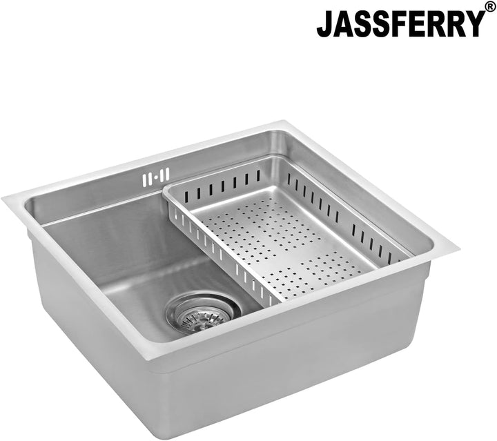 JASSFERRY Küchenspüle 1 Becken Unterbau-Küchenspüle, Unterbauspüle mit Geschirrkorb 490 x 440 Edelst