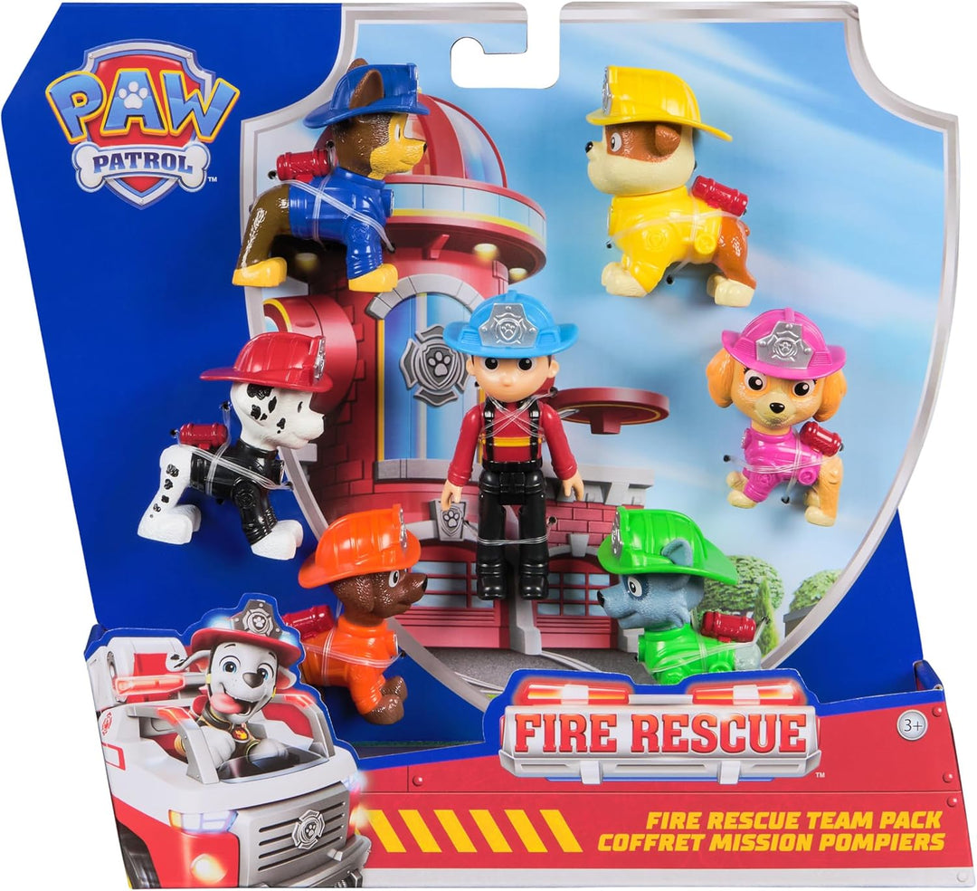 PAW PATROL Fire Rescue - Hundefiguren Geschenkset mit 7 Spielfiguren zum Sammeln, Spielzeug für Kind