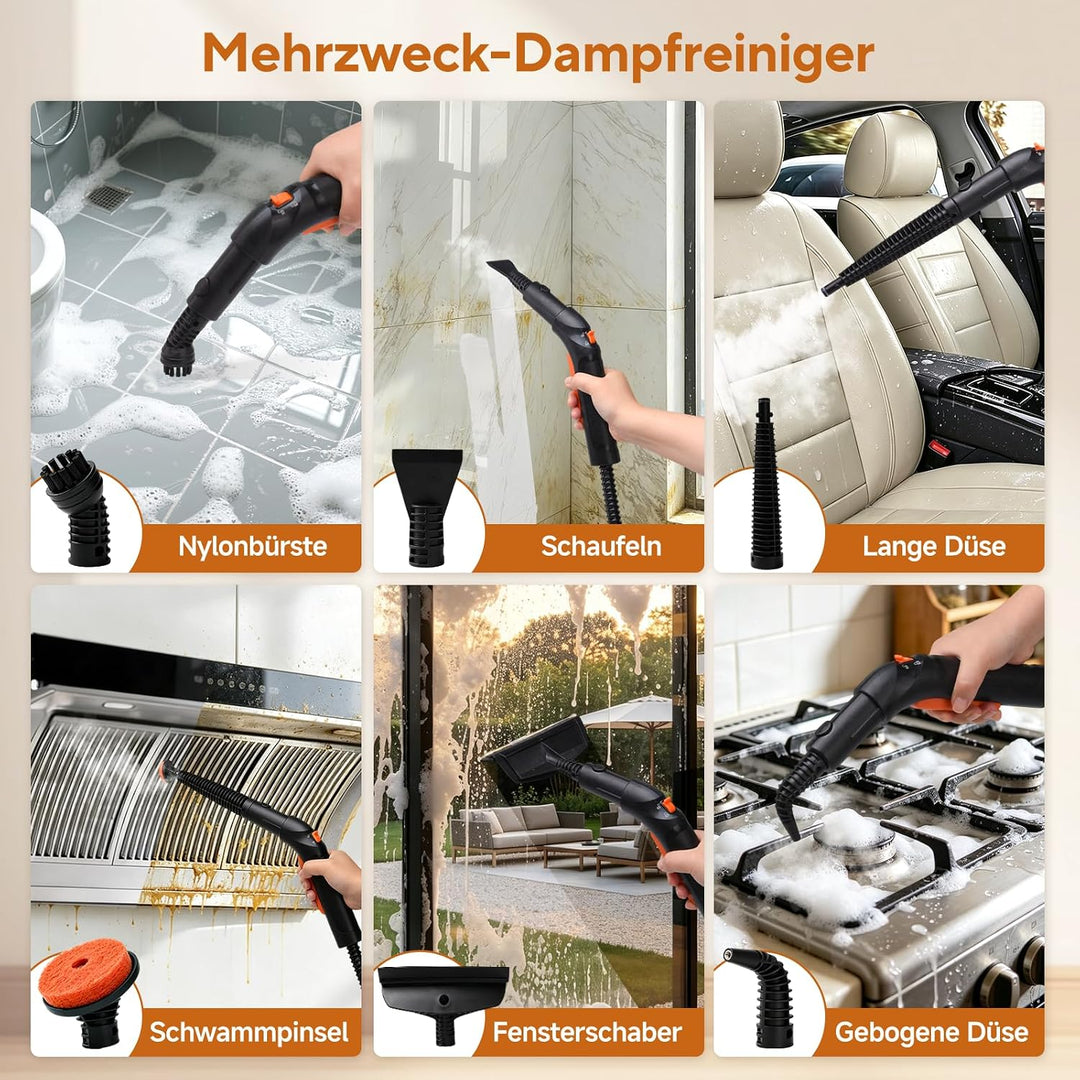 Dampfreiniger Handgerät für Haushalt Auto Handdampfreiniger 221°F 4 Bar Black, Black
