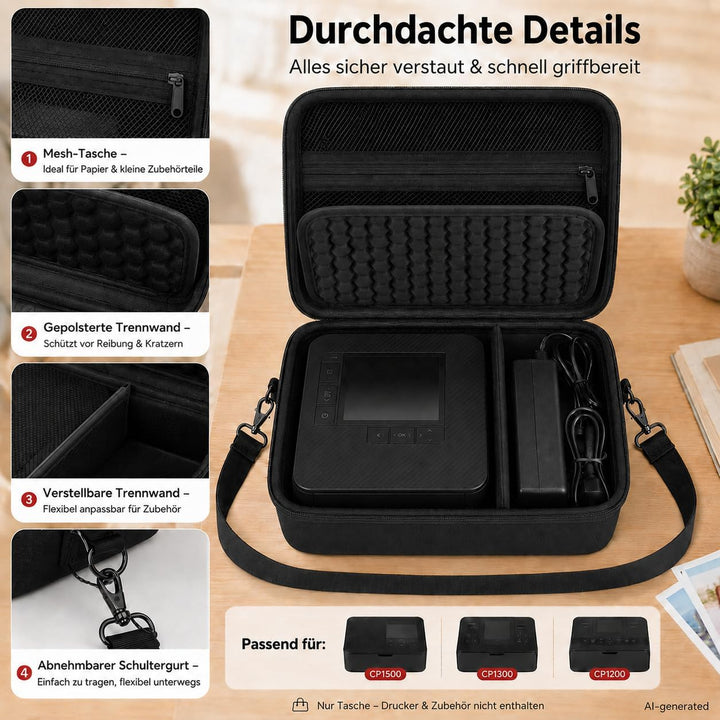 casmilee Hart Tasche für Canon SELPHY CP1500/CP1300/CP1200 Mini Mobiler Fotodrucker und Farbtinten P