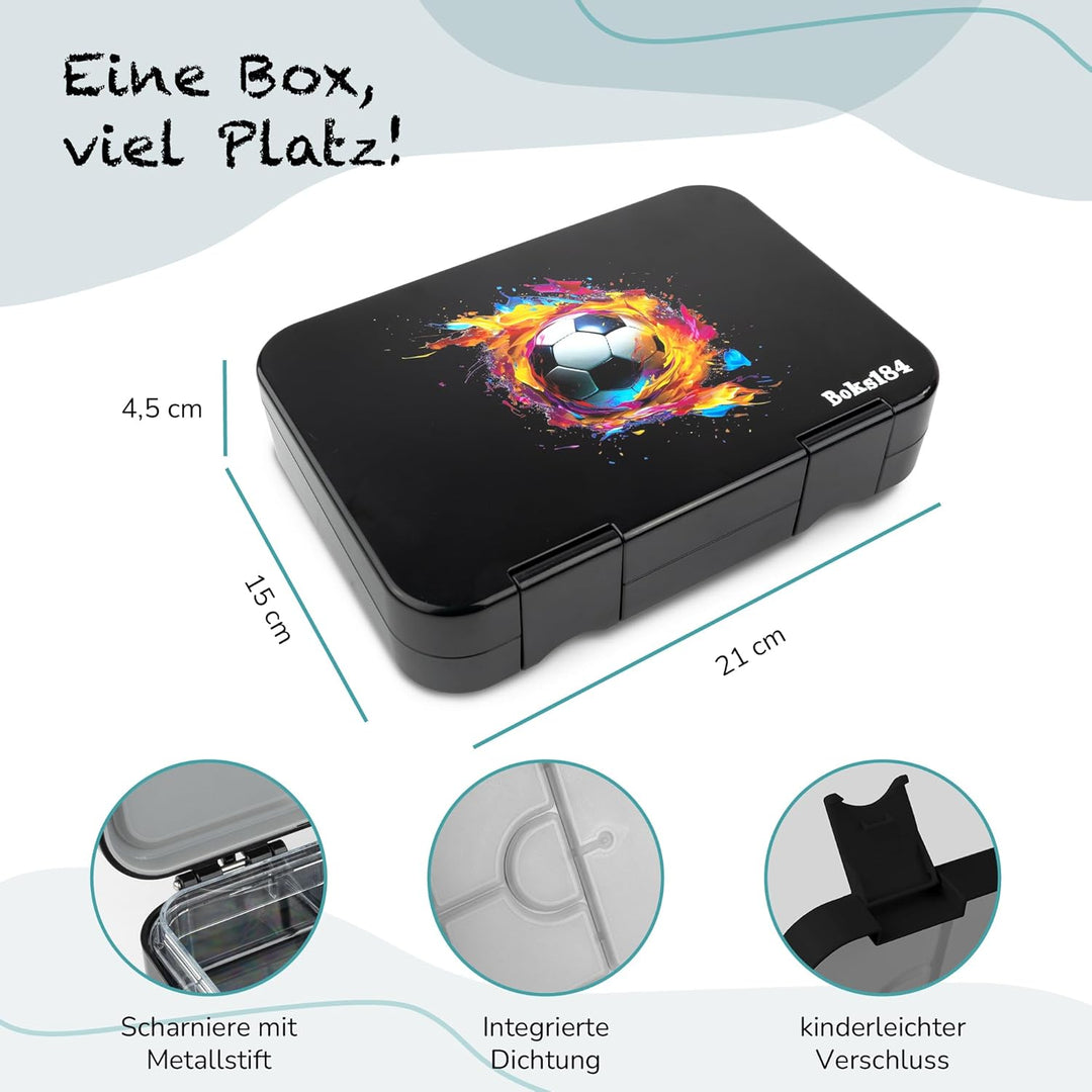 Brotdose Kinder mit Fächern - Bento Box auslaufsicher - robust - BPA Frei Lunchbox - Brotbox für Sch