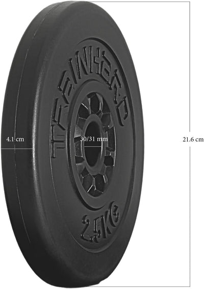 TrainHard Hantelscheiben Set 20-30 kg Gewichte aus Kunststoff Zement Gesamtgewichte mit 30/31 mm Boh