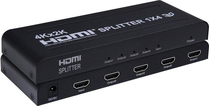 PremiumCord 4K HDMI Splitter 1-4 Port mit Netzteil, Metallgehäuse, Video Auflösung 4Kx2K 2160p UHD,