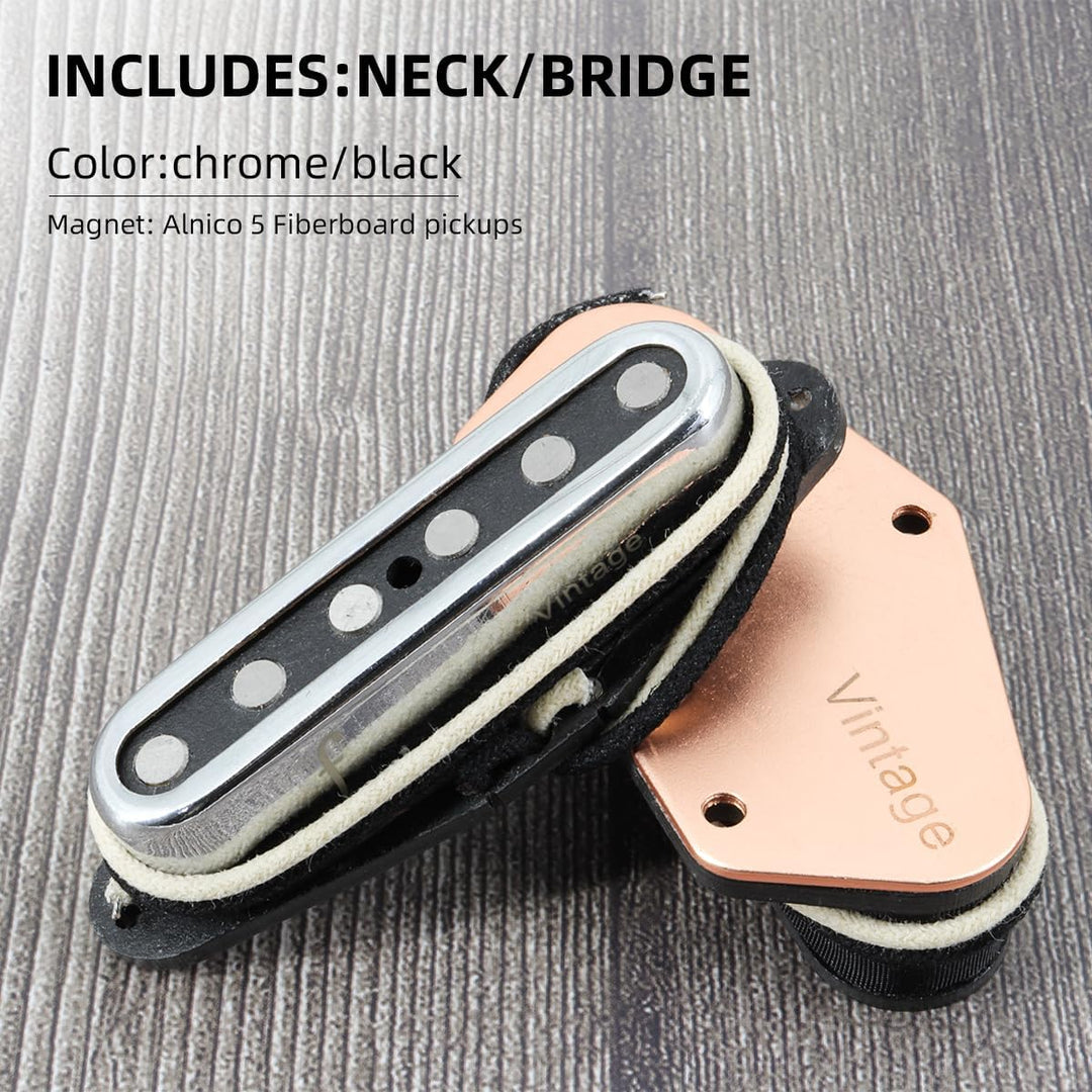 Alnico 5 Tele Bridge Pickup & Neck Pickup Tele Pickup Set Fit Telecaster Gitarre Part Vintage-Schwar