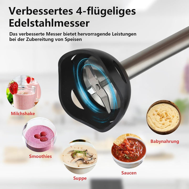Liebe&amp;Lecker Stabmixer 400W Pürierstab, Hand Blender 2 Geschwindigkeiten | Stabmixer Edelstahl Mit K