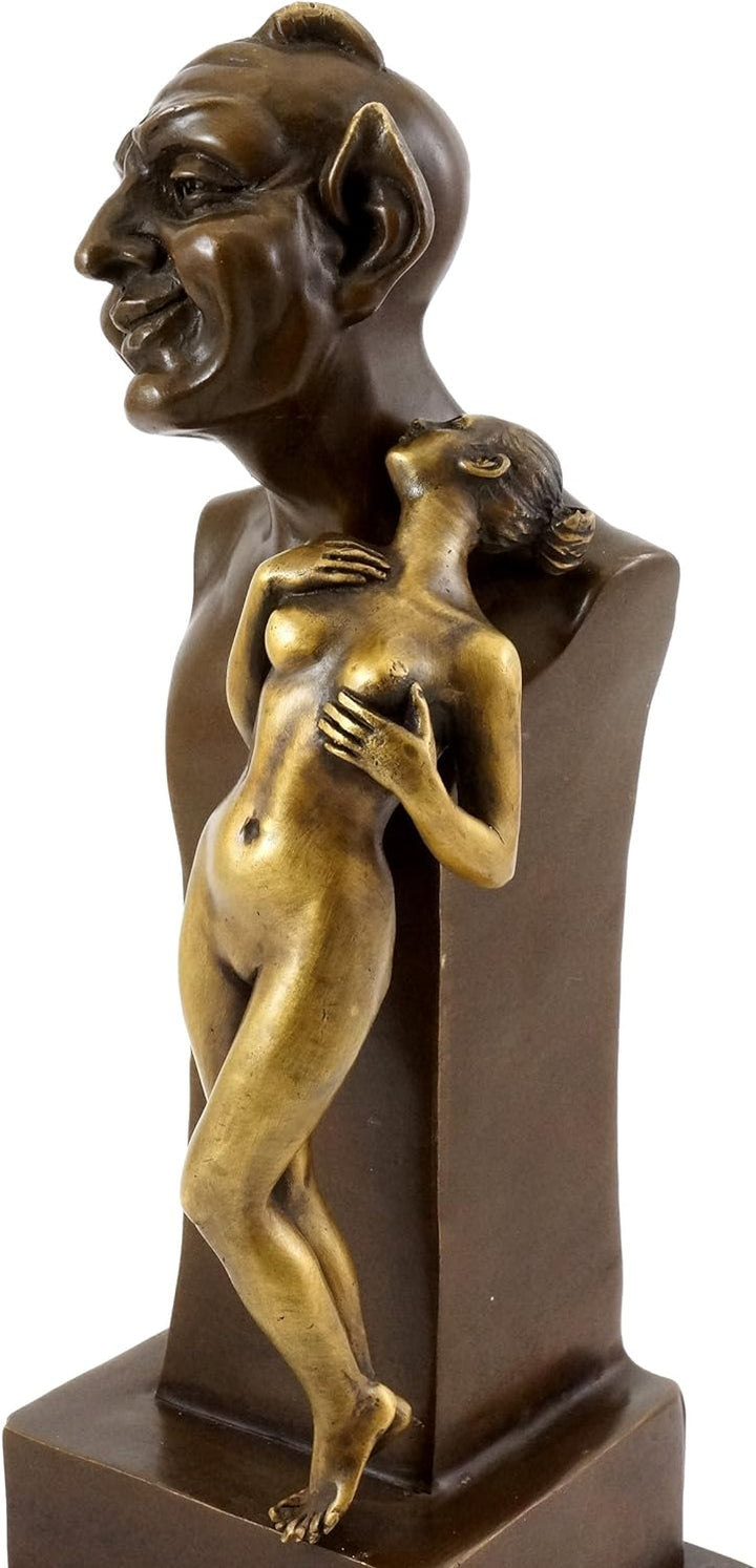 Bronzefigur - Akt Figur - Faun Büste mit Jungfrau - Wiener Bronze - Bergmann-Stempel - Vienna - Teuf