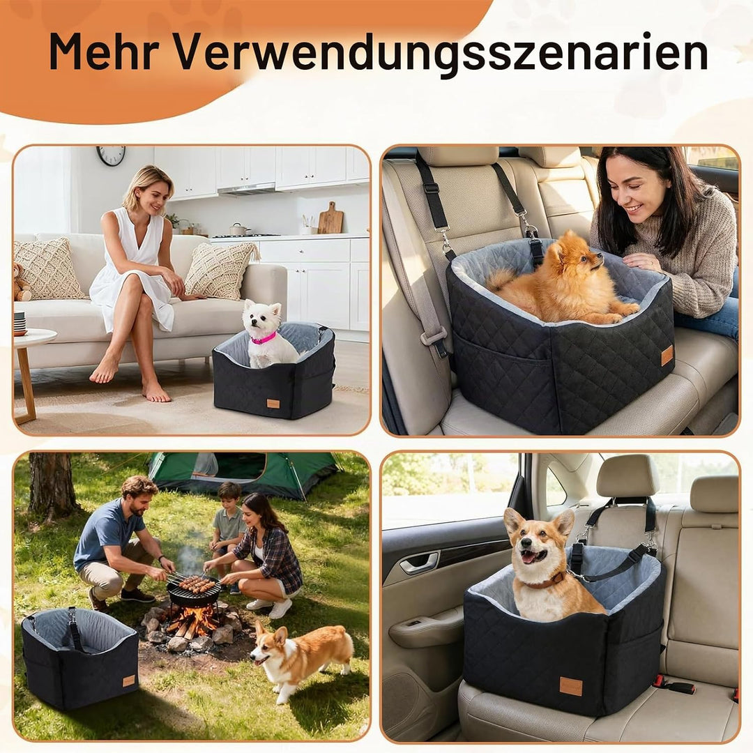 Hundekarzsitz für mittelgrosse Hunde unter 13,6 kg, bequemer Welpenkarzsitz mit 2 klipsbaren Sicherh