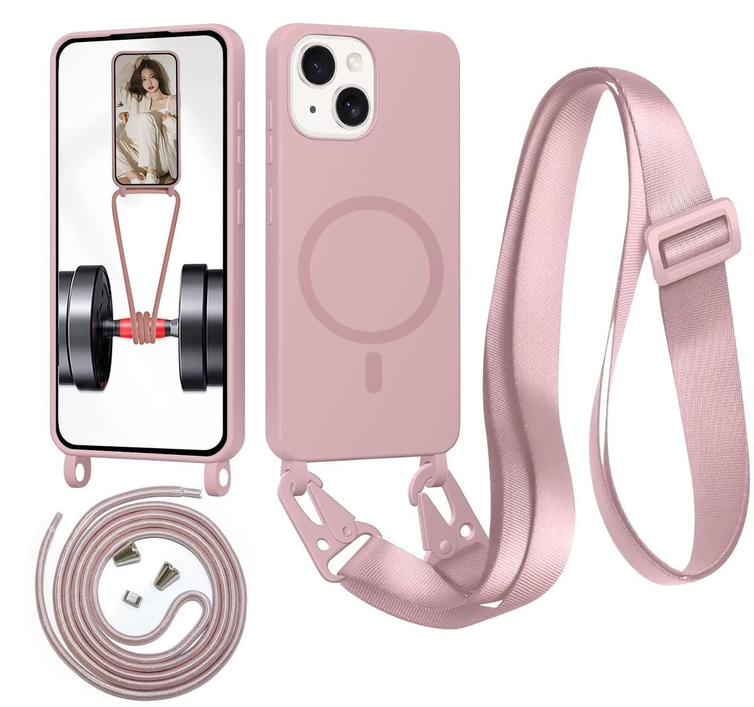 Handykette für iPhone 14 Hülle mit Band [Kompatibel mit Magsafe] Flüssig Silikon Necklace Handyhülle