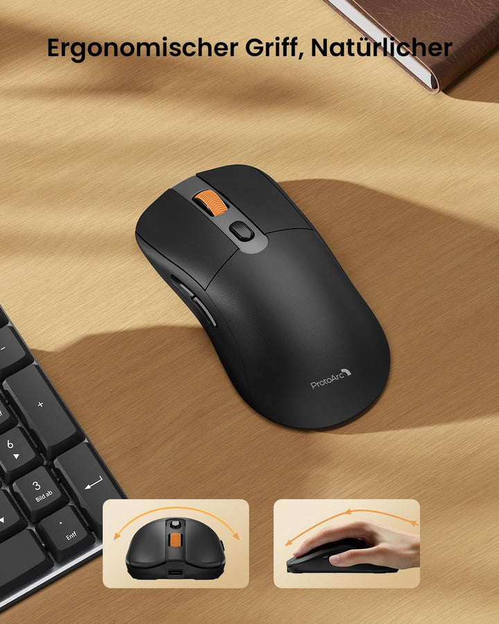 ProtoArc Mechanische Tastatur Maus Set Kabellos, KM310 Full-Size Wiederaufladbare Funktastatur Maus,