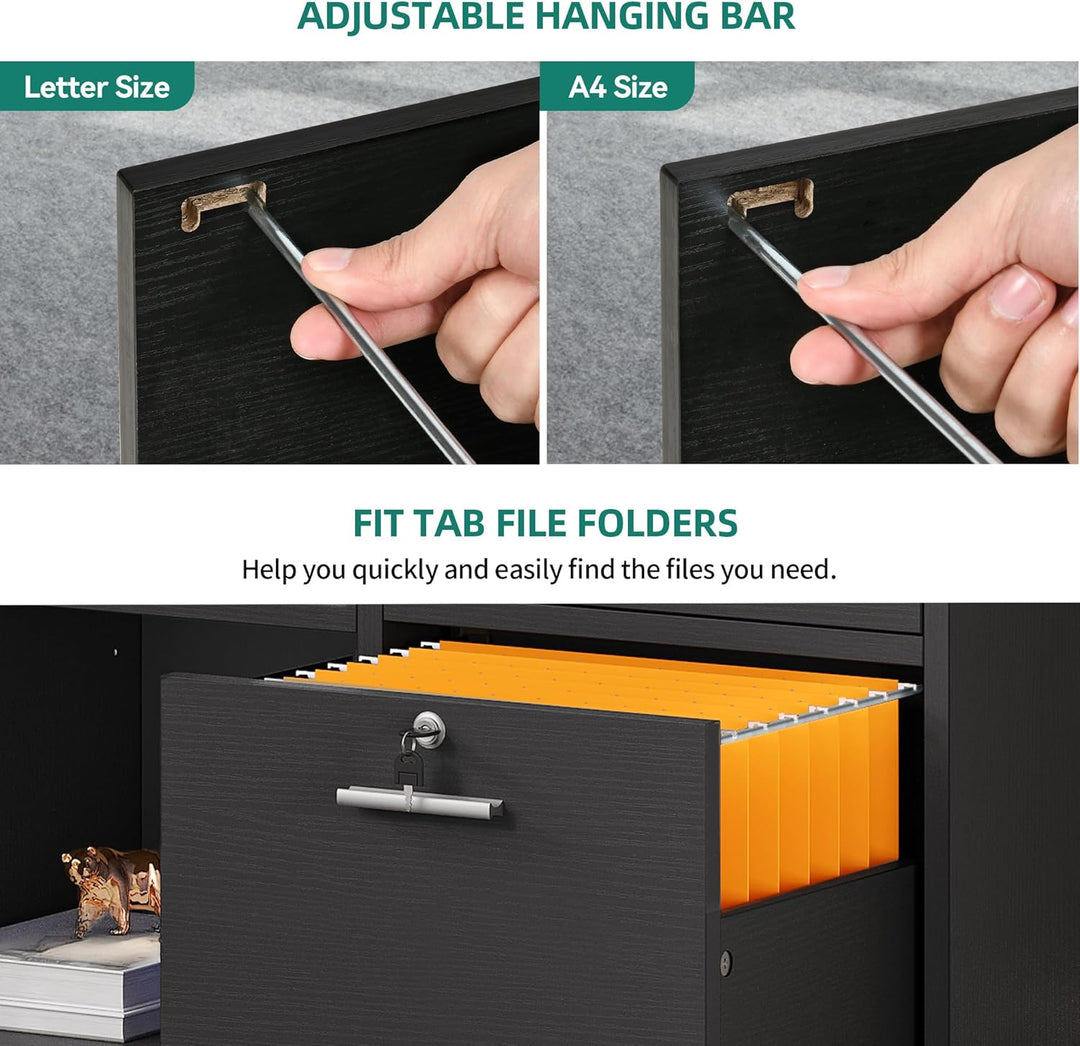 YITAHOME Mobiler Aktenschrank mit 3 Schubladen, Rollbarer Aktenschrank für Home Office, Holzaufbewah