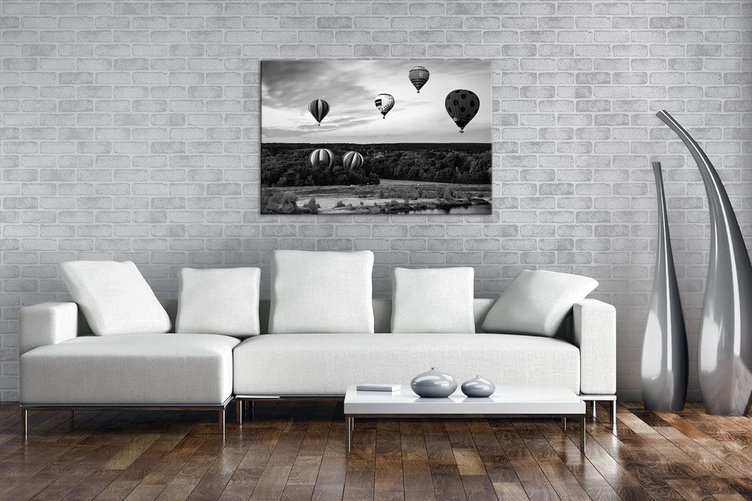 deyoli Fahrt mit einem Heissluftballon Effekt: Schwarz&Weiss,Format: 80x60 als Leinwandbild, Motiv f