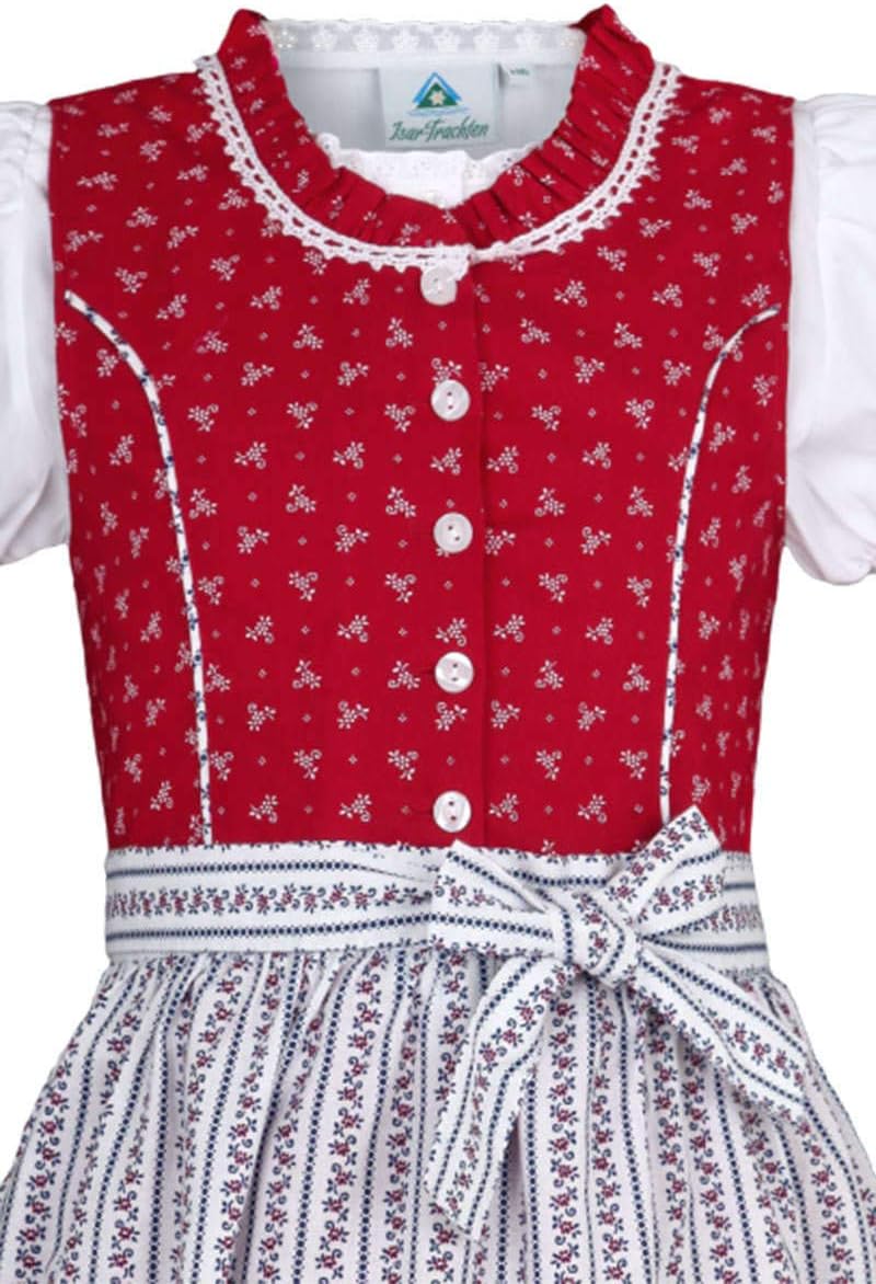 Isar-Trachten Mädchen Kinderdirndl blau mit Bluse 86 Rot, 86 Rot