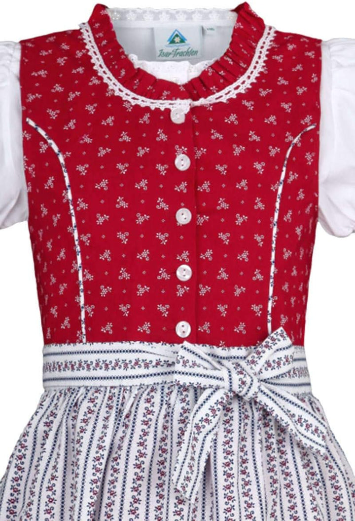Isar-Trachten Mädchen Kinderdirndl blau mit Bluse 86 Rot, 86 Rot