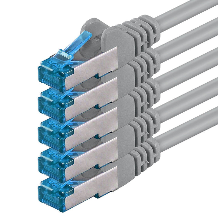 1aTTack.de 10m - CAT6a - Netzwerkkabel grau - 5 Stück CAT 6 A Patchkabel 10000 Mbit s SFTP PIMF 500