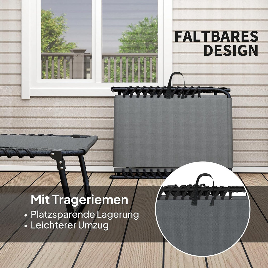 Outsunny Sonnenliege klappbar Gartenliege mit Kopfkissen Seitentasche, Polstert Liegestuhl mit 5-Fac