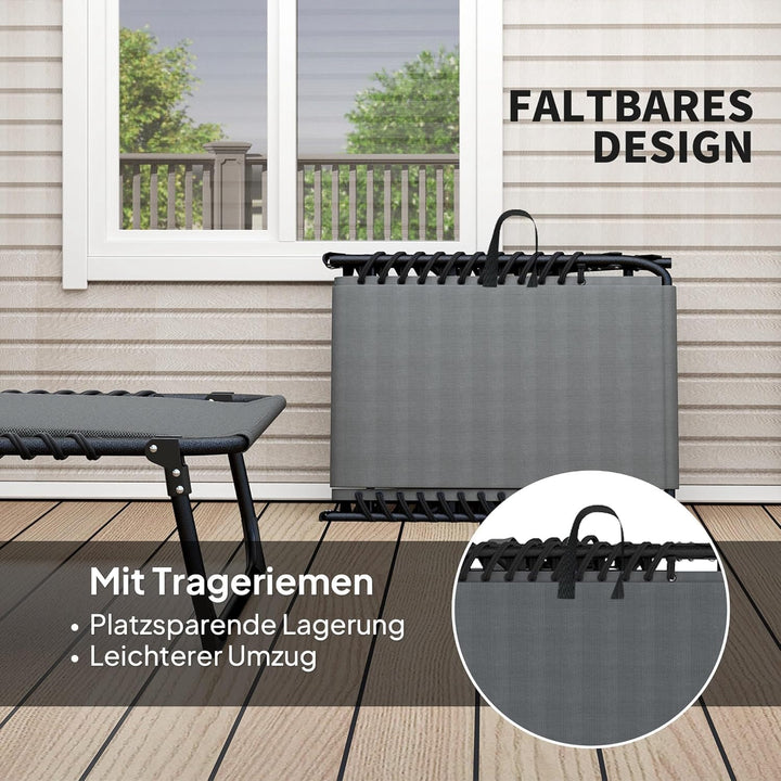 Outsunny Sonnenliege klappbar Gartenliege mit Kopfkissen Seitentasche, Polstert Liegestuhl mit 5-Fac