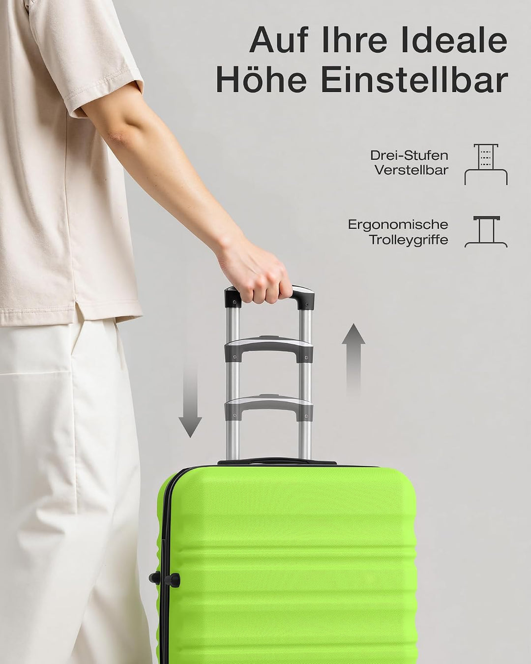 COOLIFE Hartschalen-Koffer Trolley Rollkoffer Reisekoffer mit TSA-Schloss und 4 Rollen (Grün, Grosse
