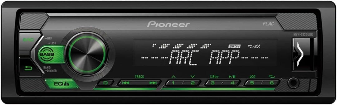 Pioneer MVH-S120UBG 1-DIN Autoradio mit grüner Beleuchtung und USB kompatibel mit Android-Smartphone