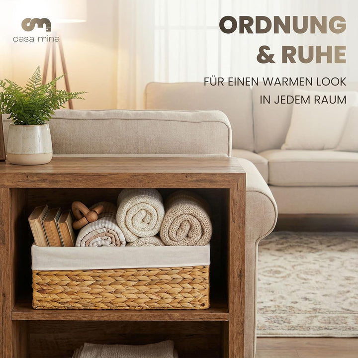 Casa Mina Korb Aufbewahrung L44xW30xH16cm 100% natürlich aus Wasserhyazinthe I Dekorative Körbe Aufb