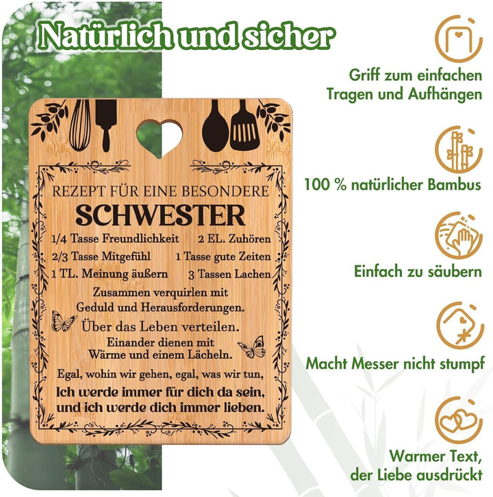 Geschenke für Schwester, Schwester Geschenke, Geburtstagsgeschenke für Schwester, Bambus Schneidebre