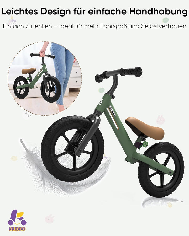 KRIDDO Laufrad ab 2 Jahren, Balancefahrrad für Kinder von 2-5 Jahren, Dual-Lager für sanftes Fahren,