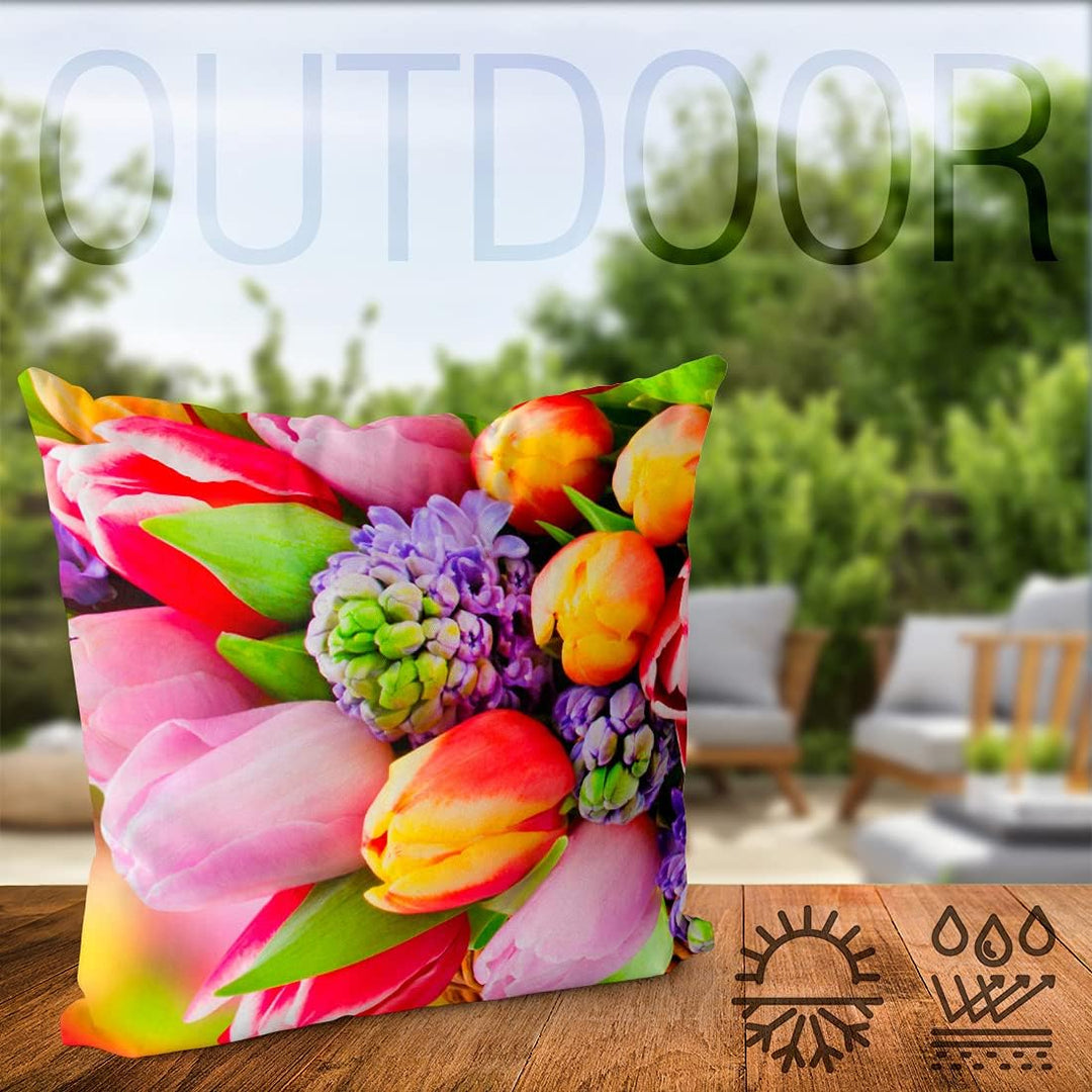 VOID Blumenstrauss Frühling Tulpen Kissenbezug Kissenhülle Sofakissen Kissen Deko Outdoor-Kissen Dek