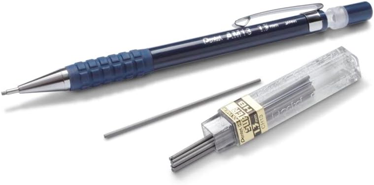 Pentel Druckbleistift Super Hi-Polymer 1,3 mm HB, Schwarz, 12 Stück 12 HB-Dichte, 12 HB-Dichte