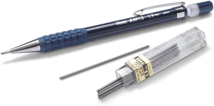 Pentel Druckbleistift Super Hi-Polymer 1,3 mm HB, Schwarz, 12 Stück 12 HB-Dichte, 12 HB-Dichte