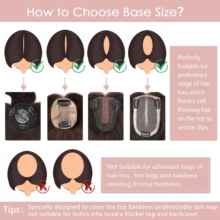 Haarteile Echthaar Clip in Extensions Echthaar Topper Extensions Echthaar mit Pony(11cm lang) Toupet