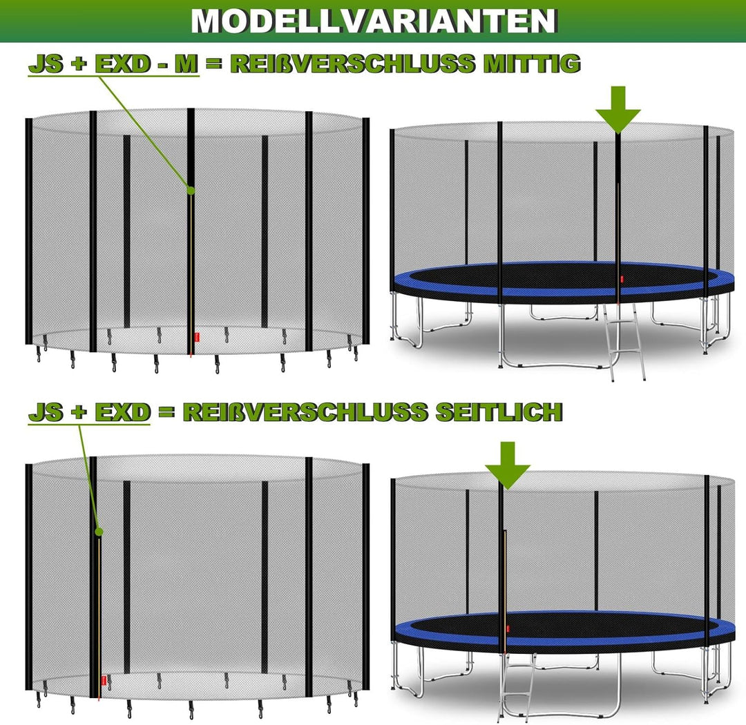 Baunsal® Trampolin Sicherheitsnetz Ø 183 185 244 250 275 277 300 305 335 337 366 370 396 400 427 430