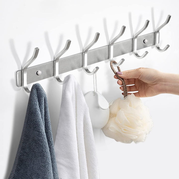 Garderobenhaken Edelstahl, Hakenleiste Kleiderhaken Wand mit 6 Haken, Garderobe Garderobenleiste Wan