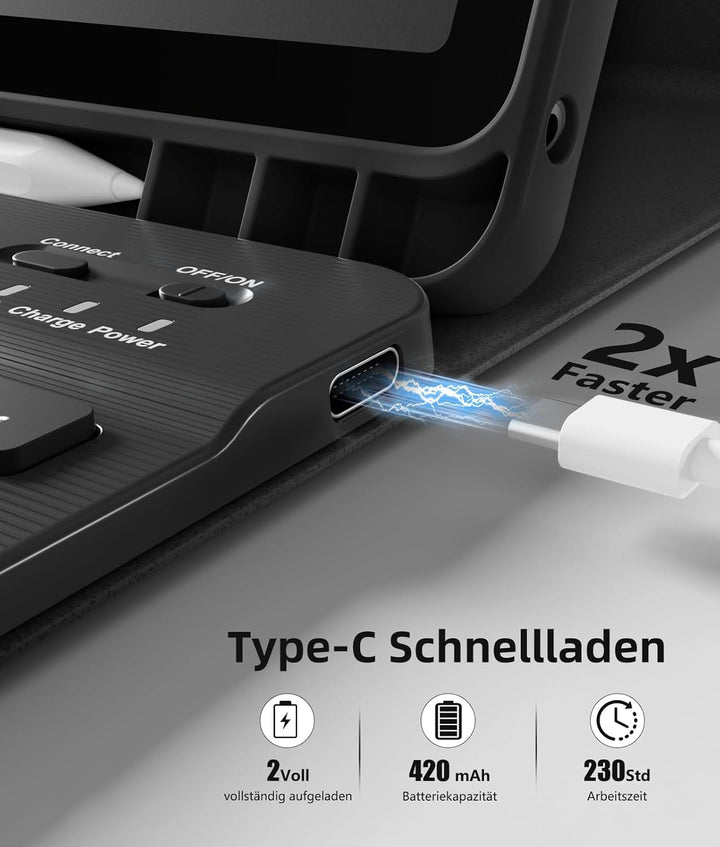 Vobafe Hülle mit Tastatur für Samsung Galaxy Tab A11+ Plus 11 Zoll 2025 / Tab A9+ Plus 2023, 7 Farbe