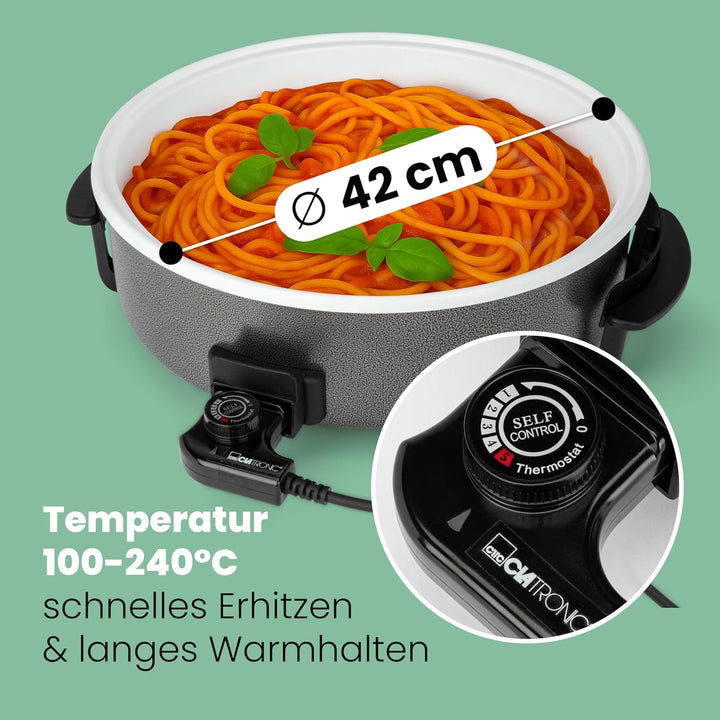 Clatronic® Partypfanne | Multifunktionspfanne zum Kochen, Braten und mehr | Keramikbeschichteter Brä