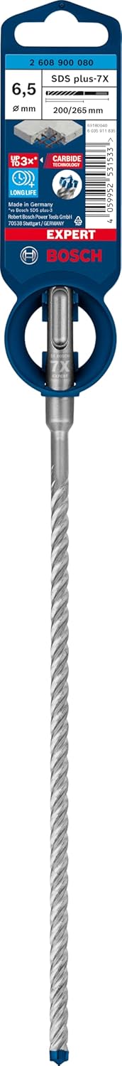 Bosch Professional 1x Expert SDS plus-7X Hammerbohrer (für Stahlbeton, Ø 6,50x265 mm, Zubehör Bohrha