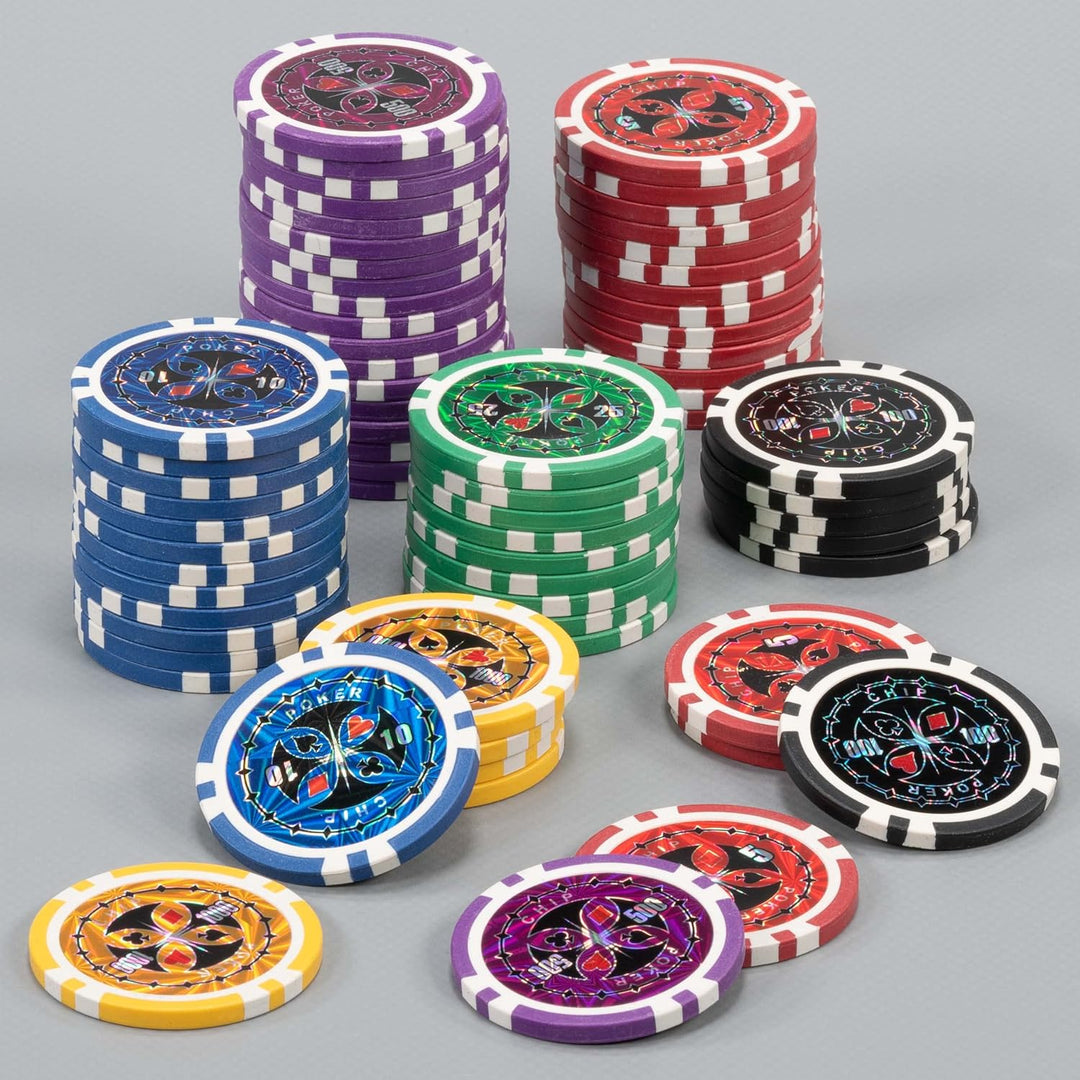 Nexos Pokerkoffer Pokerset 500 300 Laser Pokerchips Poker Komplett Set 12 g Chips Deluxe Grösse wähl