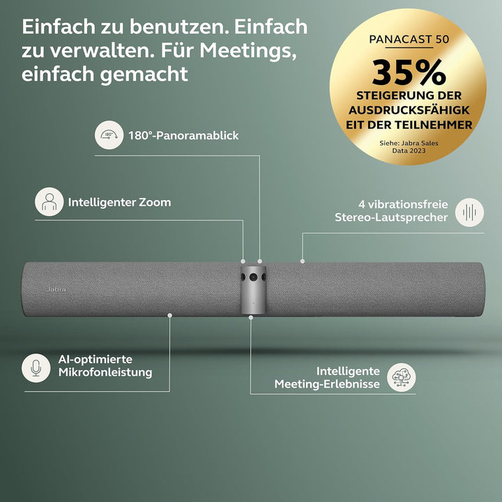 Jabra PanaCast 50 Videokonferenz Kamera Panorama Webcam 4K mit Videokonferenzsystem für kleine & mit