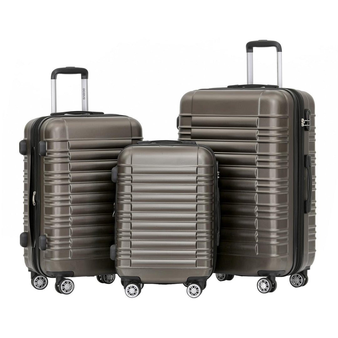 BEIBYE Zwillingsrollen Reisekoffer Koffer Trolleys Hartschale M-L-XL-Set (Coffee, Set) Coffee Set, C