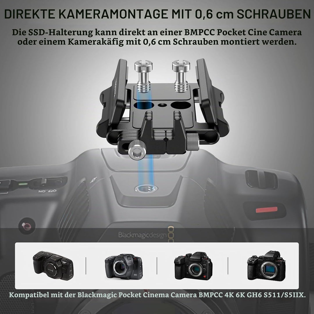 NEEWER Halterung SSD Halterung Aluminium, mit Cold Shoe, Kabelklemme, 1,6"-2,6"/40mm-65mm, kompatibe