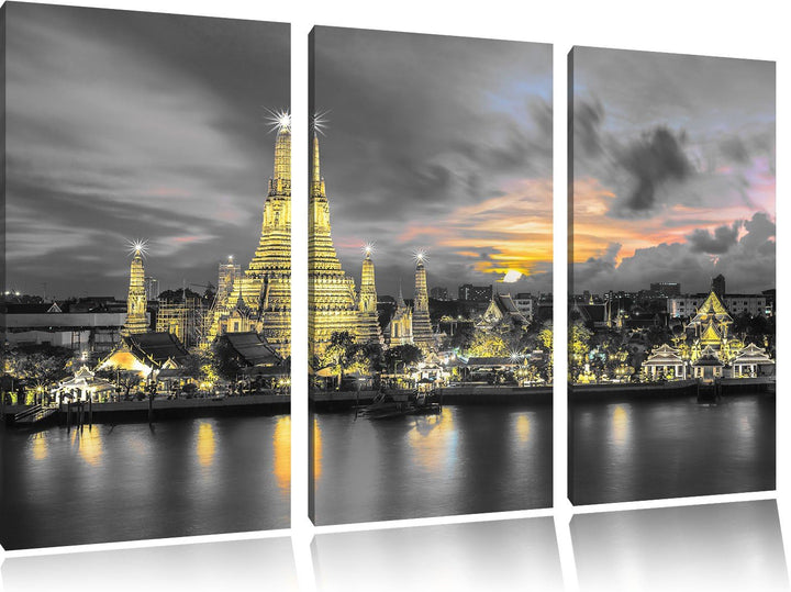 Pixxprint Tempel Bangkok Thailand als Leinwandbild/Grösse: 3 Teilig (120x80) cm/Wandbild/Kunstdruck/