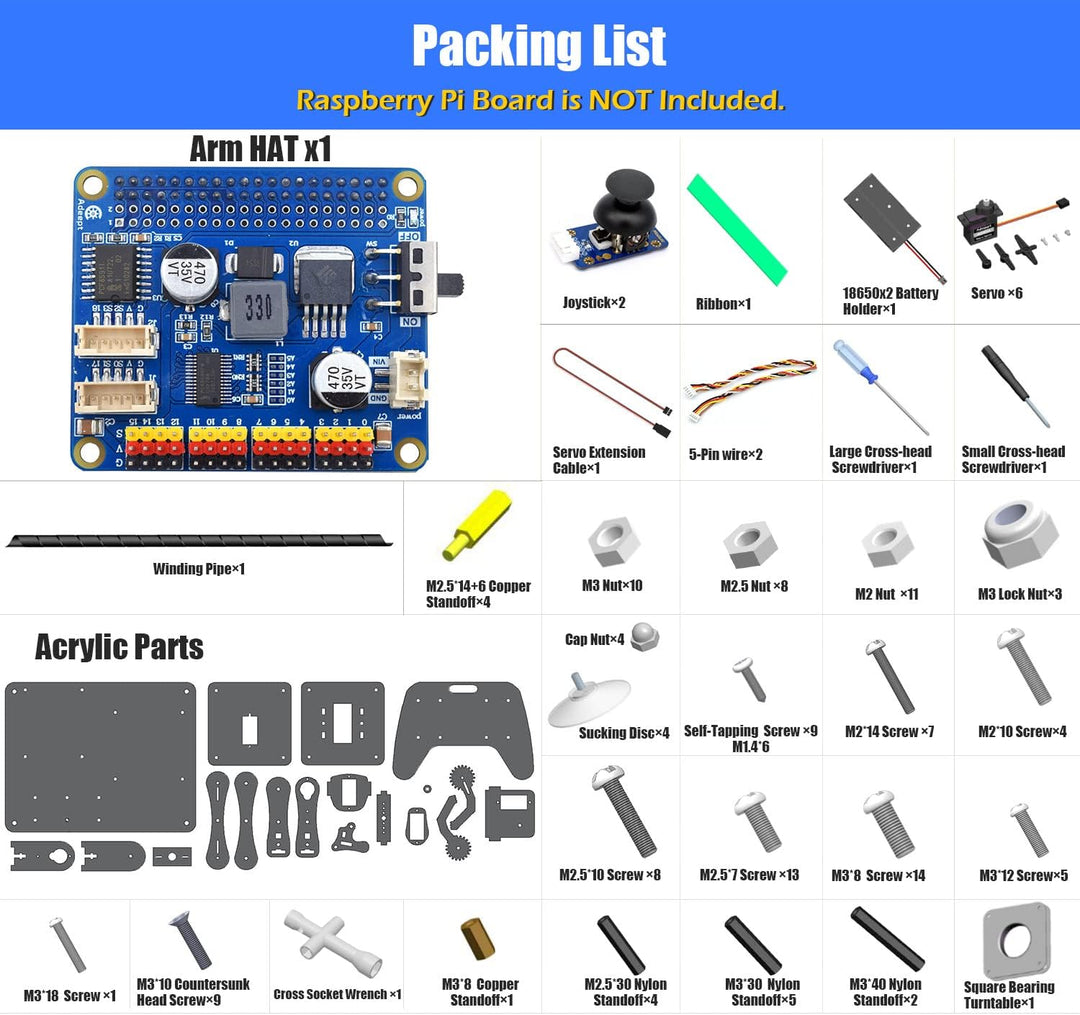 Adeept 5-DOF Roboterarm-Set für Raspberry Pi 4 B 3 B+ B A+, programmierbare DIY-Codierung STEM Educa