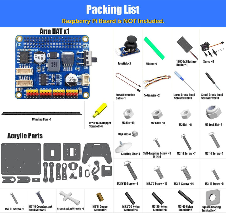 Adeept 5-DOF Roboterarm-Set für Raspberry Pi 4 B 3 B+ B A+, programmierbare DIY-Codierung STEM Educa