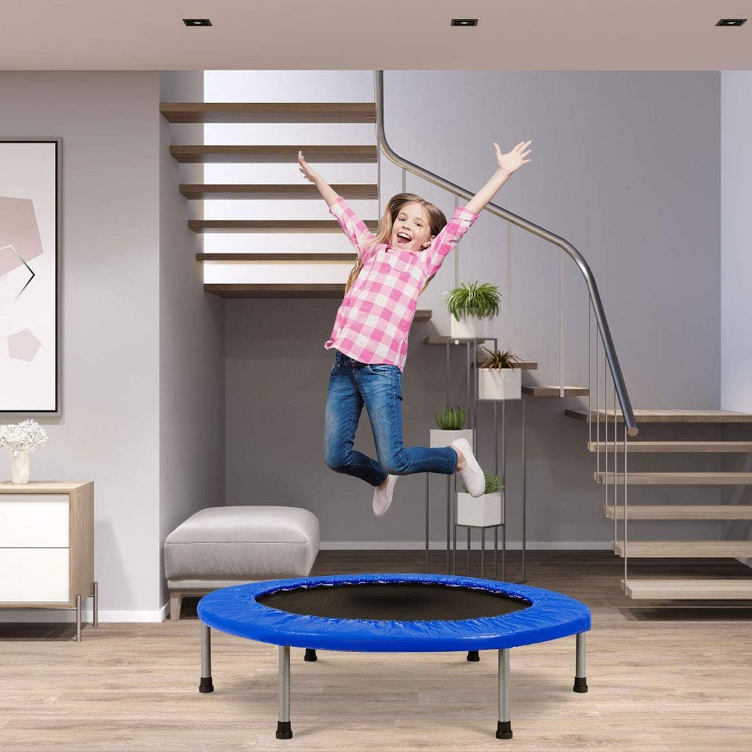 GOPLUS Trampolin Indoor, Ø97cm Fitnesstrampolin bis 150 kg belastbar, Kindertrampolin klappbar mit r