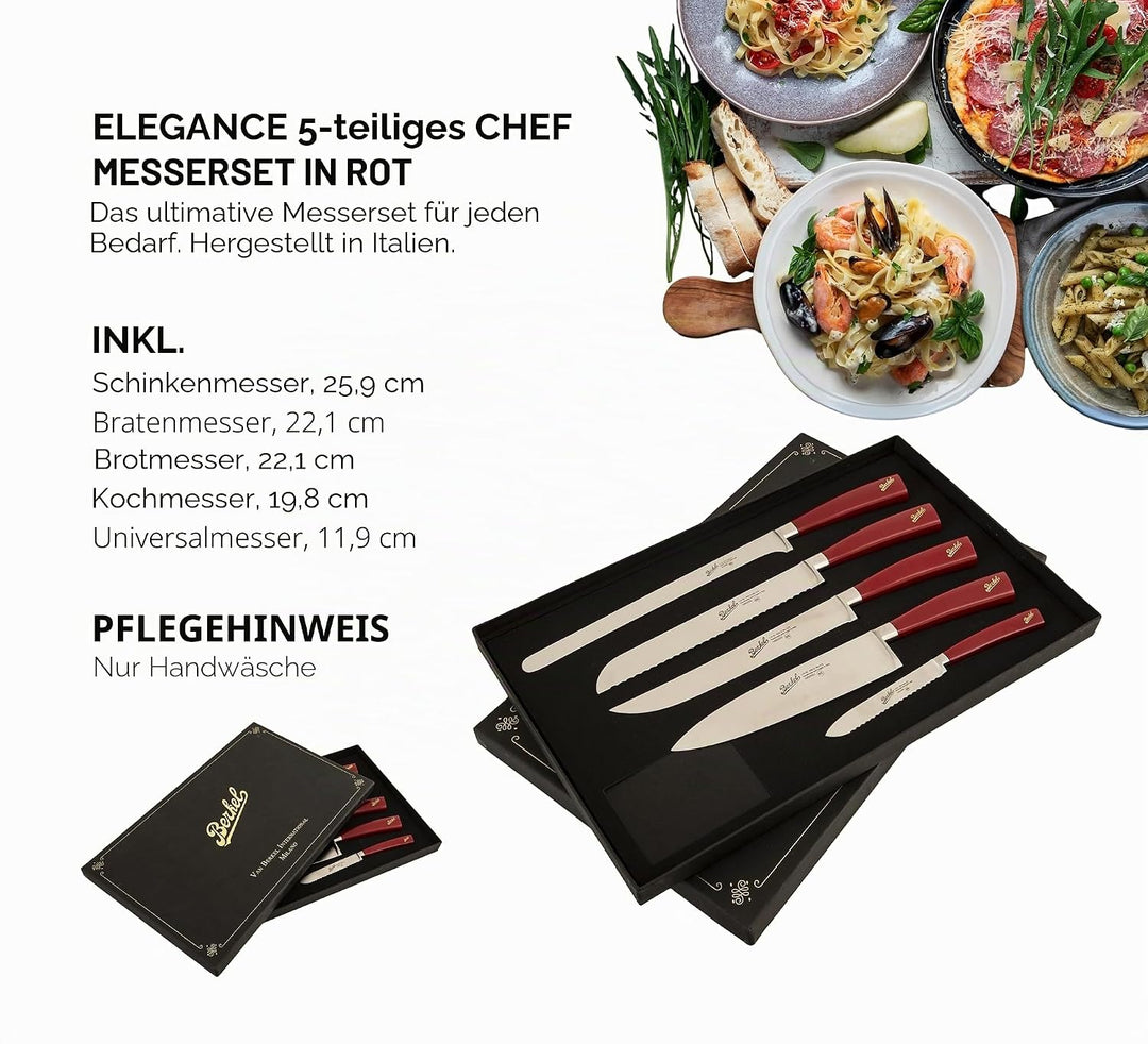 Berkel Elegance Set mit 5 chef-Messern Rot