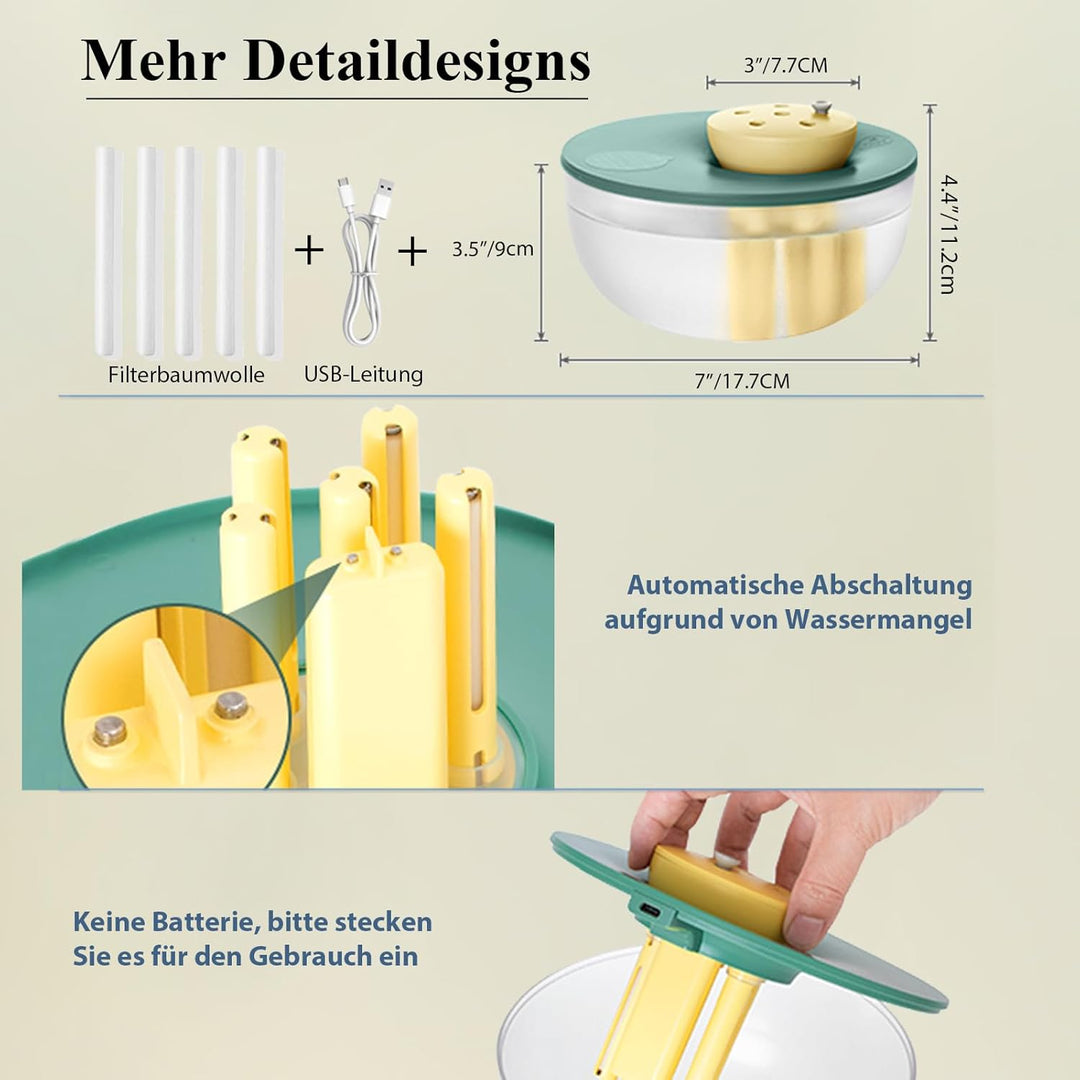 Rainpal 1,2L Mini Luftbefeuchter mit Beleuchtung, 20dB Leise 6-Speed Adjustable Cool Mist Humidifier